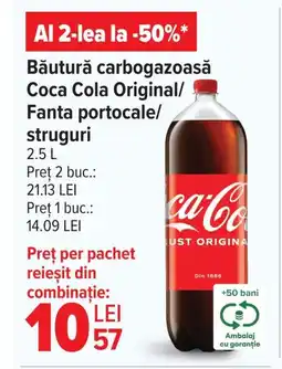 Carrefour Băutură carbogazoasă Coca Cola Original/ Fanta portocale/ struguri Ofertă