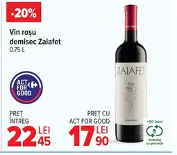 Carrefour Vin rosu demisec Zaiafet Ofertă