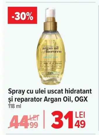Carrefour Spray cu ulei uscat hidratant şi reparator Argan Oil, OGX Ofertă