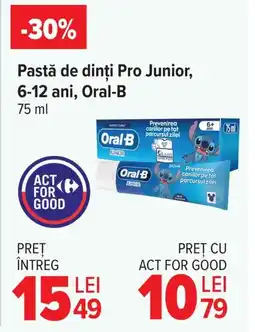 Carrefour Pastă de dinți Pro Junior, 6-12 ani, Oral-B Ofertă