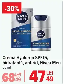 Carrefour Cremă Hyaluron SPF15, hidratantă, antirid, Nivea Men Ofertă