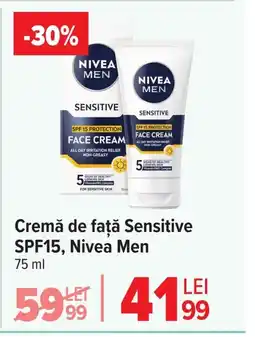 Carrefour Cremă de faţă Sensitive SPF15, Nivea Men Ofertă