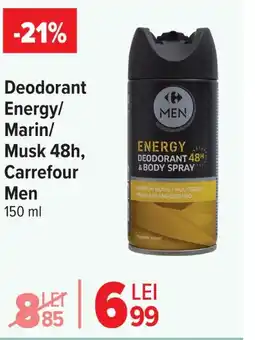Carrefour Deodorant Energy/ Marin/ Musk 48h, Carrefour Men Ofertă