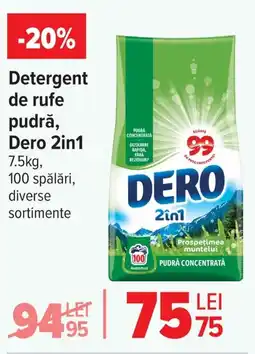 Carrefour Detergent de rufe pudră, Dero 2in1 Ofertă