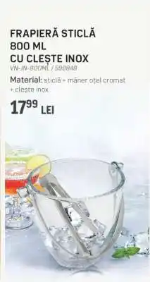 Selgros FRAPIERĂ STICLĂ 800 ML CU CLEȘTE INOX Ofertă