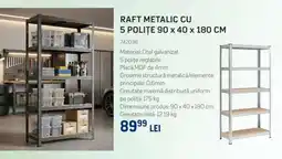 Selgros RAFT METALIC CU 5 POLIȚE 90 x 40 x 180 CM Ofertă