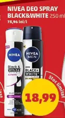 Penny NIVEA DEO SPRAY BLACK&WHITE 250 ml Ofertă