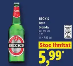 Lidl BECK'S Bere blondǎ Ofertă