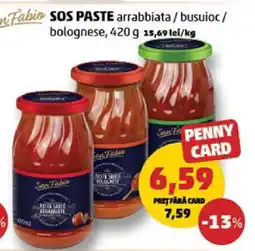 Penny SOS PASTE arrabbiata / busuioc / bolognese, 420 g Ofertă