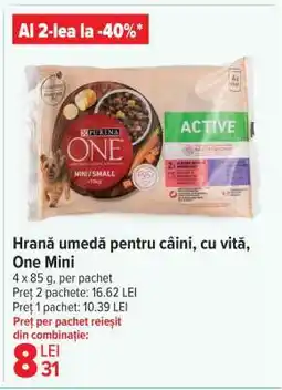 Carrefour Hrană umedă pentru câini, cu vită, One Mini Ofertă