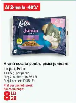 Carrefour Hrană uscată pentru pisici junioare, cu pui, Felix Ofertă