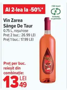 Carrefour Vin Zarea Sânge De Taur Ofertă