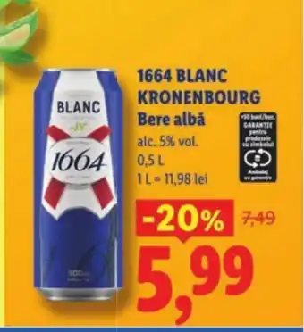 Lidl 1664 BLANC KRONENBOURG Bere albă Ofertă