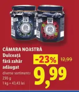Lidl CAMARA NOASTRĂ Dulceaţă fără zahăr adăugat Ofertă
