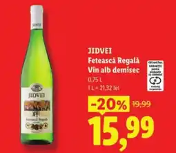 Lidl JIDVEI Fetească Regală Vin alb demisec Ofertă
