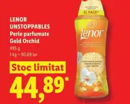 Lidl LENOR UNSTOPPABLES Perle parfumate Gold Orchid Ofertă