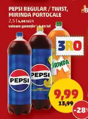 Penny PEPSI regular / twist, MIRINDA portocale Ofertă