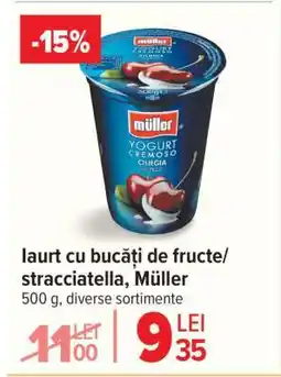 Carrefour Iaurt cu bucăți de fructe/stracciatella, Müller Ofertă
