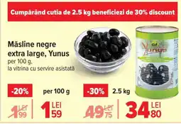 Carrefour Măsline negre extra large Yunus Ofertă