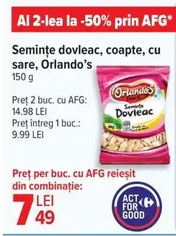 Carrefour Semințe dovleac, coapte, cu sare, Orlando’s Ofertă