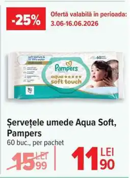 Carrefour Șervețele umede Aqua Soft, Pampers Ofertă