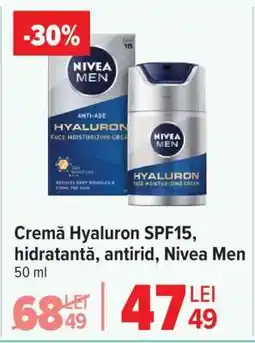 Carrefour Cremă Hyaluron SPF15, hidratantă, antirid, Nivea Men Ofertă