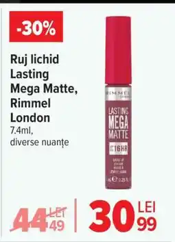 Carrefour Ruj lichid Lasting Mega Matte, Rimmel London Ofertă