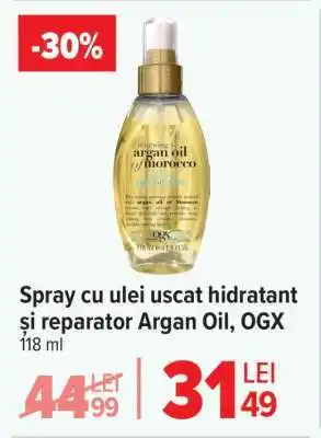 Carrefour Spray cu ulei uscat hidratant și reparator Argan Oil, OGX Ofertă