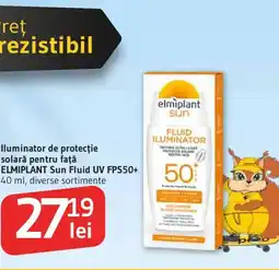 Supeco Iluminator de protecţie solară pentru față ELMIPLANT Sun Fluid UV FPS50+ Ofertă