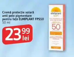 Supeco Cremă protecție solară anti pete pigmentare pentru faţă ELMIPLANT FPS50 Ofertă