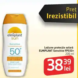 Supeco Loţiune protecție solară ELMIPLANT Sensitive FPS50+ Ofertă