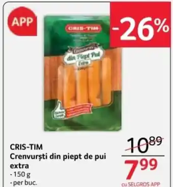 Selgros CRIS-TIM Crenvursti din piept de pui extra Ofertă
