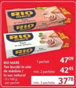 Selgros RIO MARE Ton bucăți în ulei de măsline / în suc natural Ofertă
