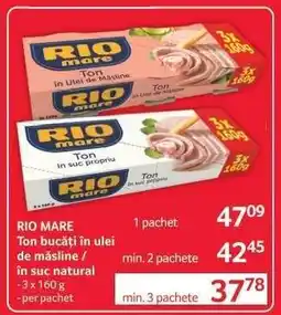 Selgros RIO MARE Ton bucăți în ulei de măsline / în suc natural Ofertă