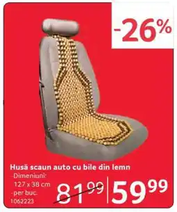 Selgros Husă scaun auto cu bile din lemn Ofertă