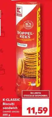 Kaufland K-CLASSIC Biscuiți sandwich cremă cacao 600 g Ofertă