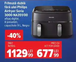 Carrefour Friteuză dublă fără ulei Philips Airfryer Seria 3000 NA351/00 Ofertă