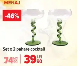 Carrefour Set x 2 pahare cocktail Ofertă