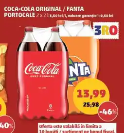 Penny Coca-Cola Original/Fanta Portocale 2 x 2 L Ofertă