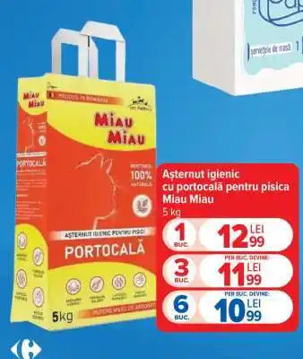 Carrefour Așternut igienic cu portocală pentru pisică Miau Miau Ofertă