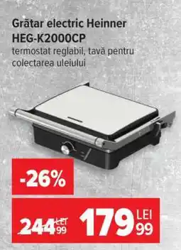Carrefour Grătar electric Heinner HEG-K2000CP Ofertă