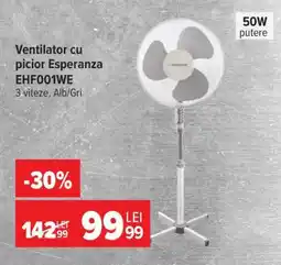 Carrefour Ventilator cu picior Esperanza EHF001WE Ofertă