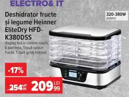 Carrefour Deshidrator fructe și legume Heinner EliteDry HFD-K380DSS Ofertă
