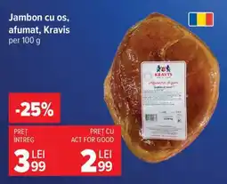 Carrefour Jambon cu os, afumat, Kravis Ofertă