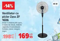 Carrefour Ventilator cu picior Zass ZF 1606 Ofertă