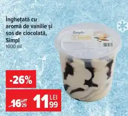 Carrefour Înghețată cu aromă de vanilie și sos de ciocolată, Simpl Ofertă