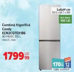 Carrefour Combină frigorifică Candy ECN2CQTEX186 Ofertă