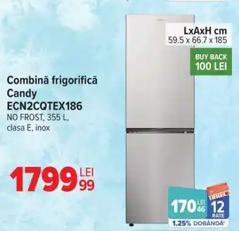Carrefour Combină frigorifică Candy ECN2CQTEX186 Ofertă