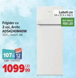 Carrefour Frigider cu 2 uși, Arctic AD54240M40W Ofertă