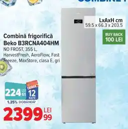 Carrefour Combină frigorifică Beko B3RCNA404HM Ofertă
